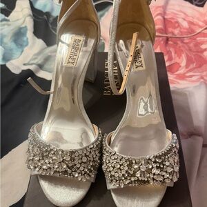 Badgley Mischka Silver Crystal Embellished Heels